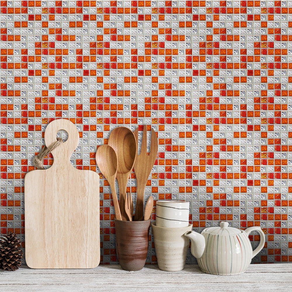 Miếng Dán Gạch Mosaic Họa Tiết Hoa Cổ Điển Bền Bỉ, Chống Nước, Thân Thiện Môi Trường Trang Trí Tường Cho Cải Tạo Bếp, Phòng Ngủ, Phòng Tắm