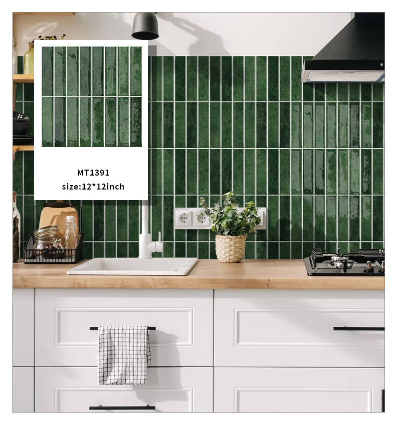 Jorunns Gạch dán tường tự dán 3D Tite Xanh lá cho trang trí nhà cửa DIY và ốp bếp