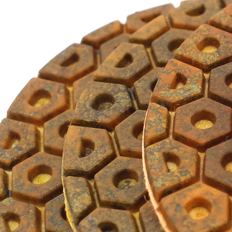RIJILEI 4 Inch Super Diamond Polishing Pads 6 Steps Copper Metal Bond Wet Polishing Pad for Granite Marble Stone Grinding Discs