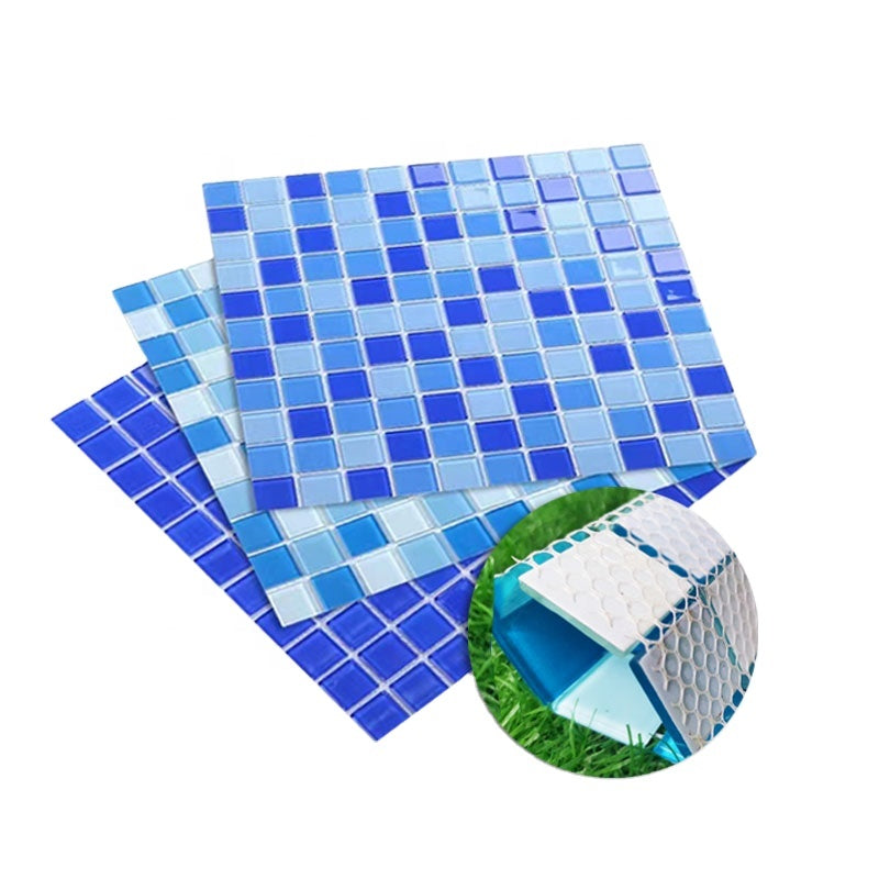 Gạch hồ bơi mosaic vuông, gạch men xanh dương, bán chạy nhất, ốp tường lát sàn