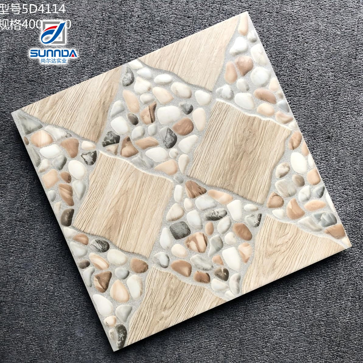 Nhà máy Foshan Trung Quốc 30x30 Họa tiết đá cuội Chống trượt Mờ Ngoài trời Gạch lát sàn gốm sứ Porcelain