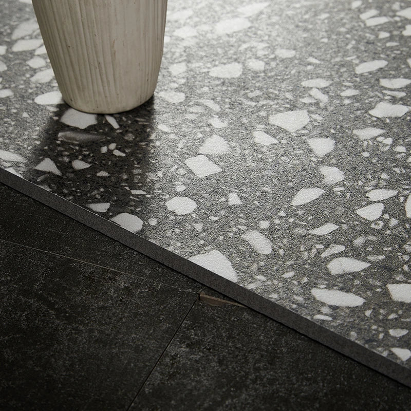 Gạch Sứ Porcelain Terrazzo Xám Chống trượt Mờ 600x600mm Dùng cho Sàn Phòng khách, Ban công, Sân vườn