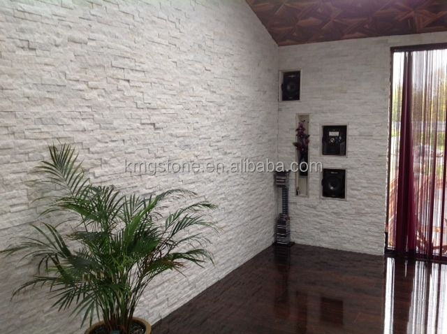 Tấm ốp đá xếp chồng thạch anh tự nhiên Trắng Bắc Cực thiết kế hiện đại, kích thước tùy chỉnh cho Khách sạn, Biệt thự, Ngoại thất và Nội thất.