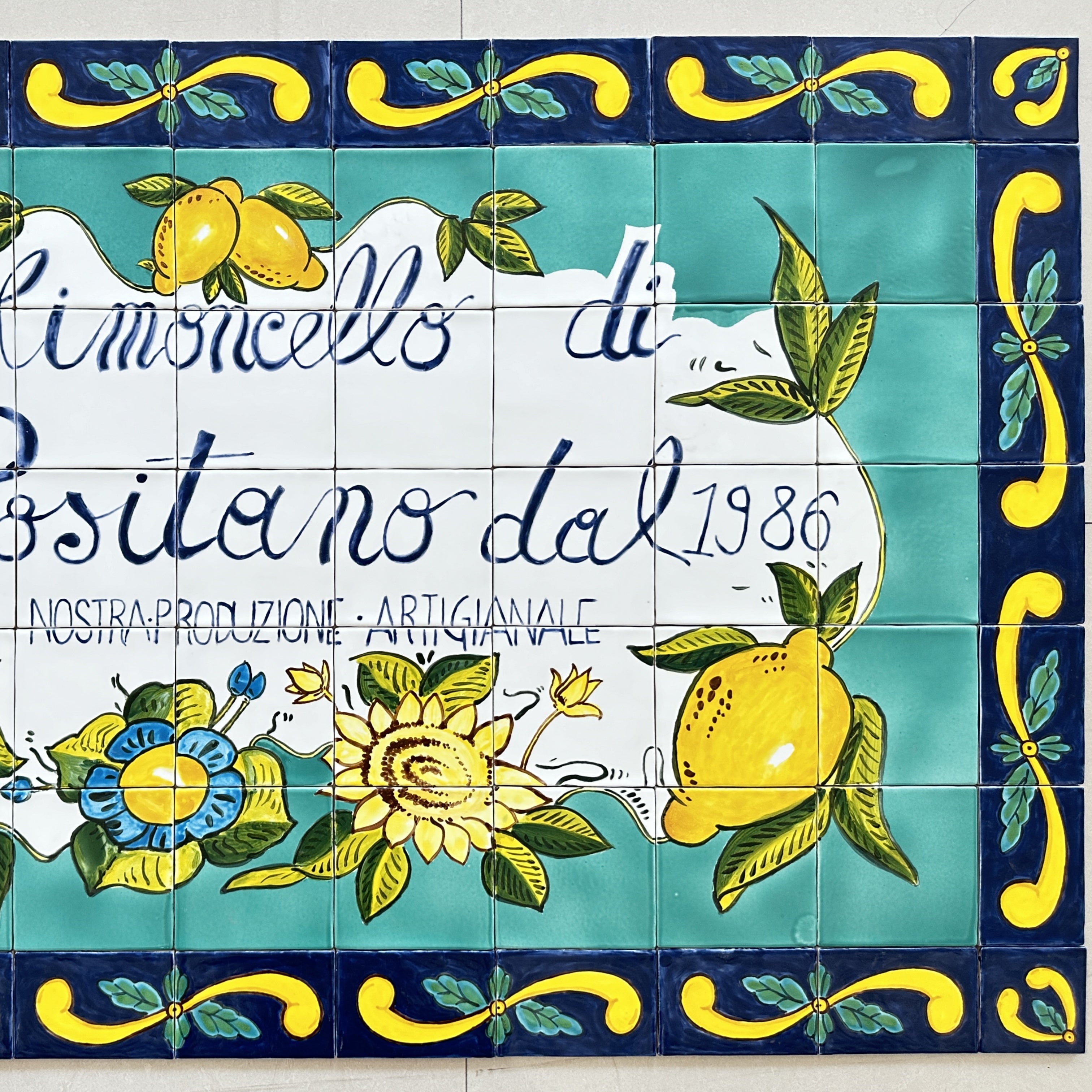 Gạch Ceramic Vẽ Tay Thiết Kế Hiện Đại Màu Chanh Tươi Sáng, Dạng Vuông Hoa Văn Tùy Chỉnh, Viền Kiểu Gạch Viên, Kháng Khuẩn, Chống Cháy