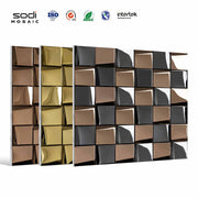 Tấm ốp kim loại trang trí nhà cửa hình vuông 3D bằng thép không gỉ khảm kim loại cho tường ốp tường phòng tắm khách sạn