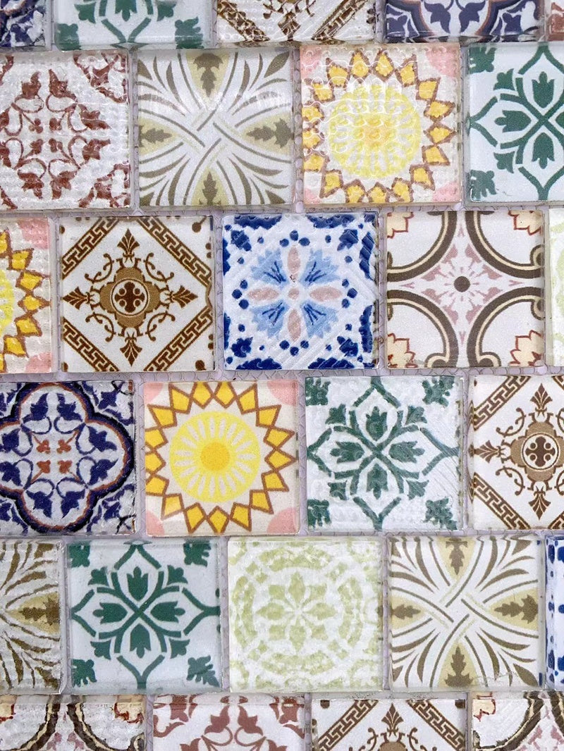 Gạch Mosaic Thủy Tinh Kiểu dáng in phun Phong cách Bohemian