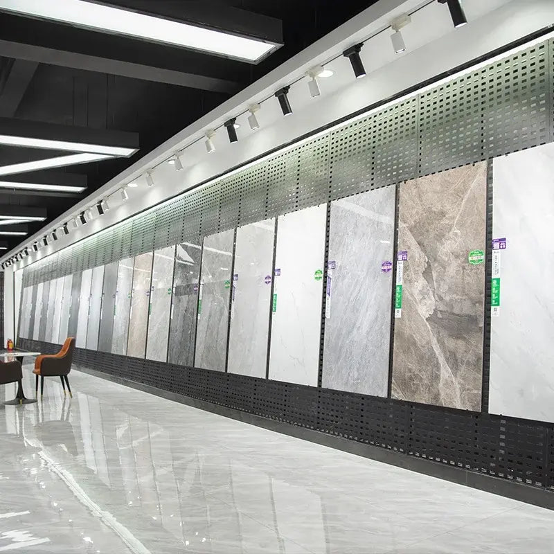 Gạch sứ/ceramic ốp tường và lát sàn chống trượt 400x800mm, màu trắng bóng, họa tiết vân đá cẩm thạch liên tục vô hạn