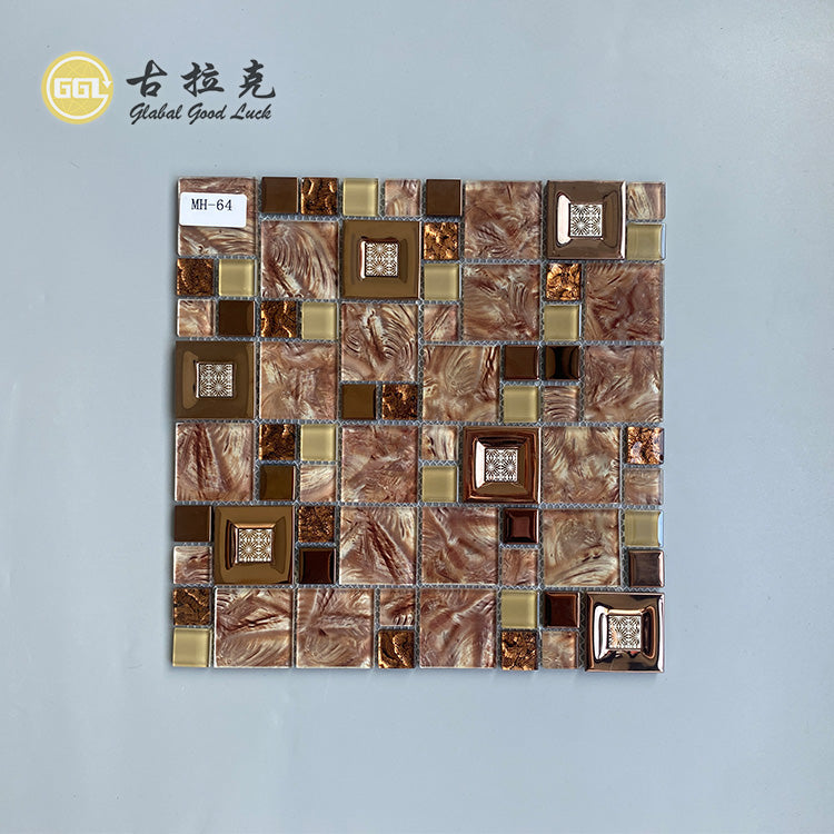 Gạch Mosaic Kính Tiêu Chuẩn Họa Tiết Vàng Sang Trọng Giá Tốt