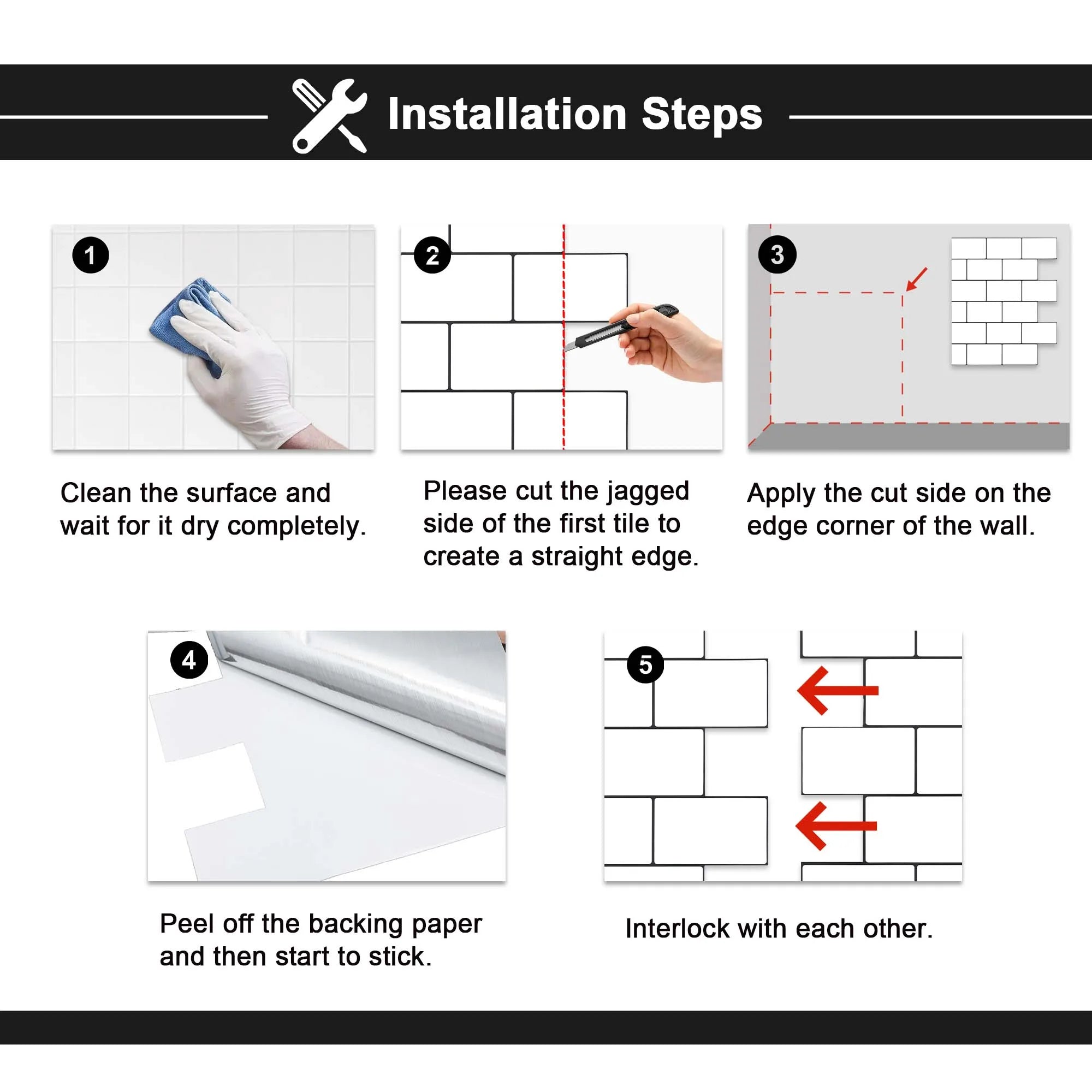 Gạch Dán Tường Jeedeson Trắng Đen Tự Dính 10 Tấm Eco