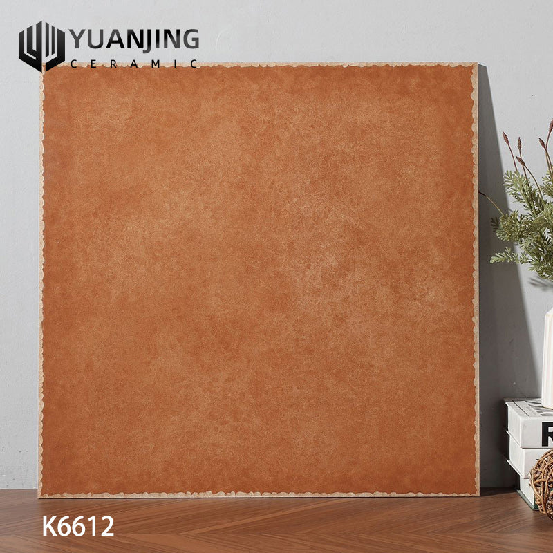 Gạch Rustic Đồng Quê Mỹ 600x600 Phong Cách Retro Cho Phòng Khách, Phòng Ăn, Có Họa Tiết Hoa Góc, Chống Trượt