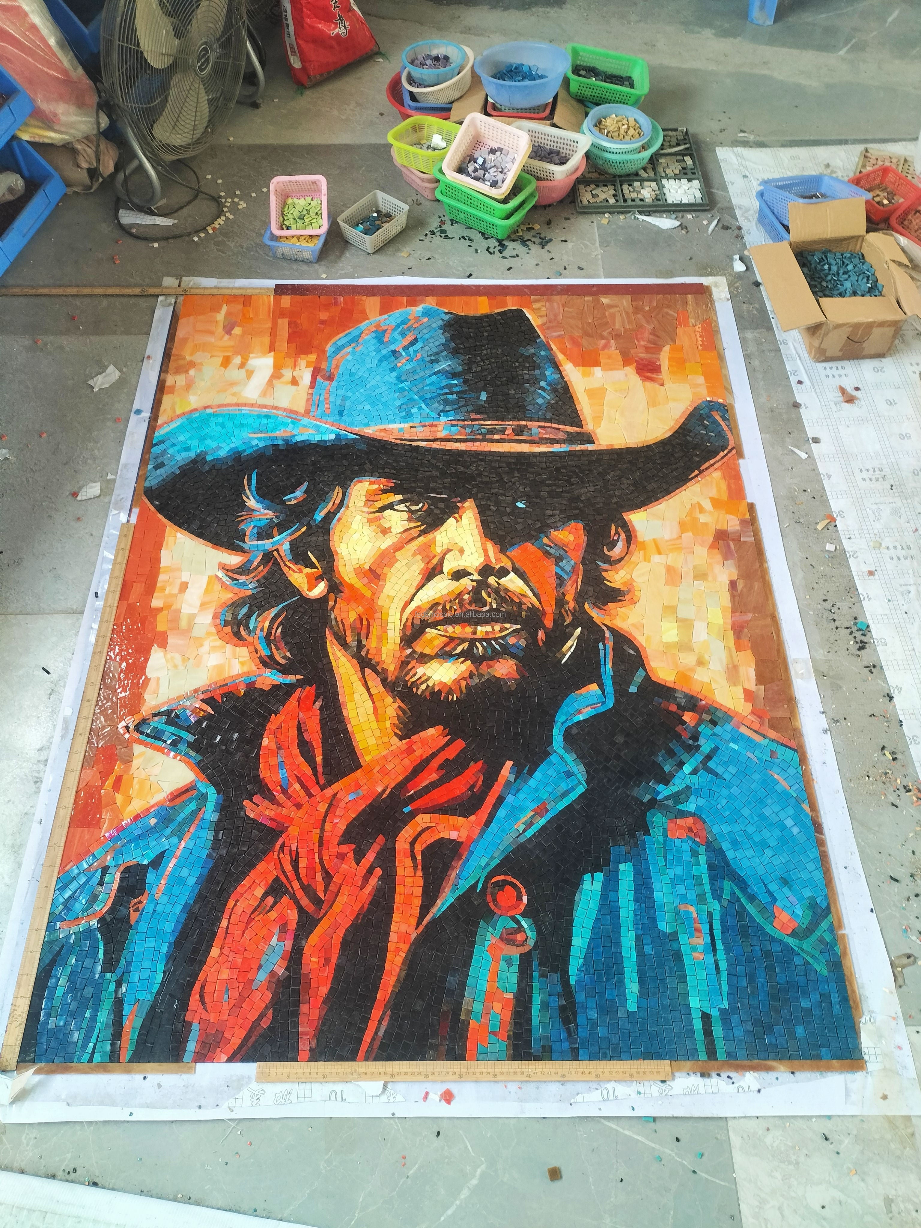 Tranh khảm kính thủ công trang trí tường khách sạn, phòng tắm cao cấp