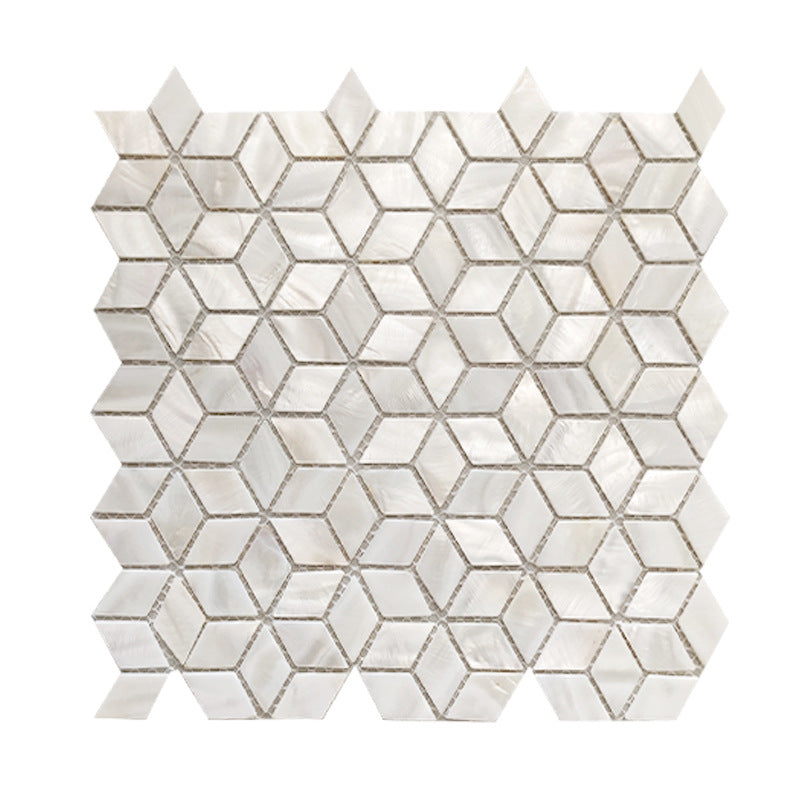 Gạch Mosaic Vỏ Sò Kiểu Parquet Châu Âu Bề Mặt Bóng Trắng Ngọc Trai Trang Trí Tường Nội Thất Hiện Đại Cho Tường Nền Phòng Khách Ban Công