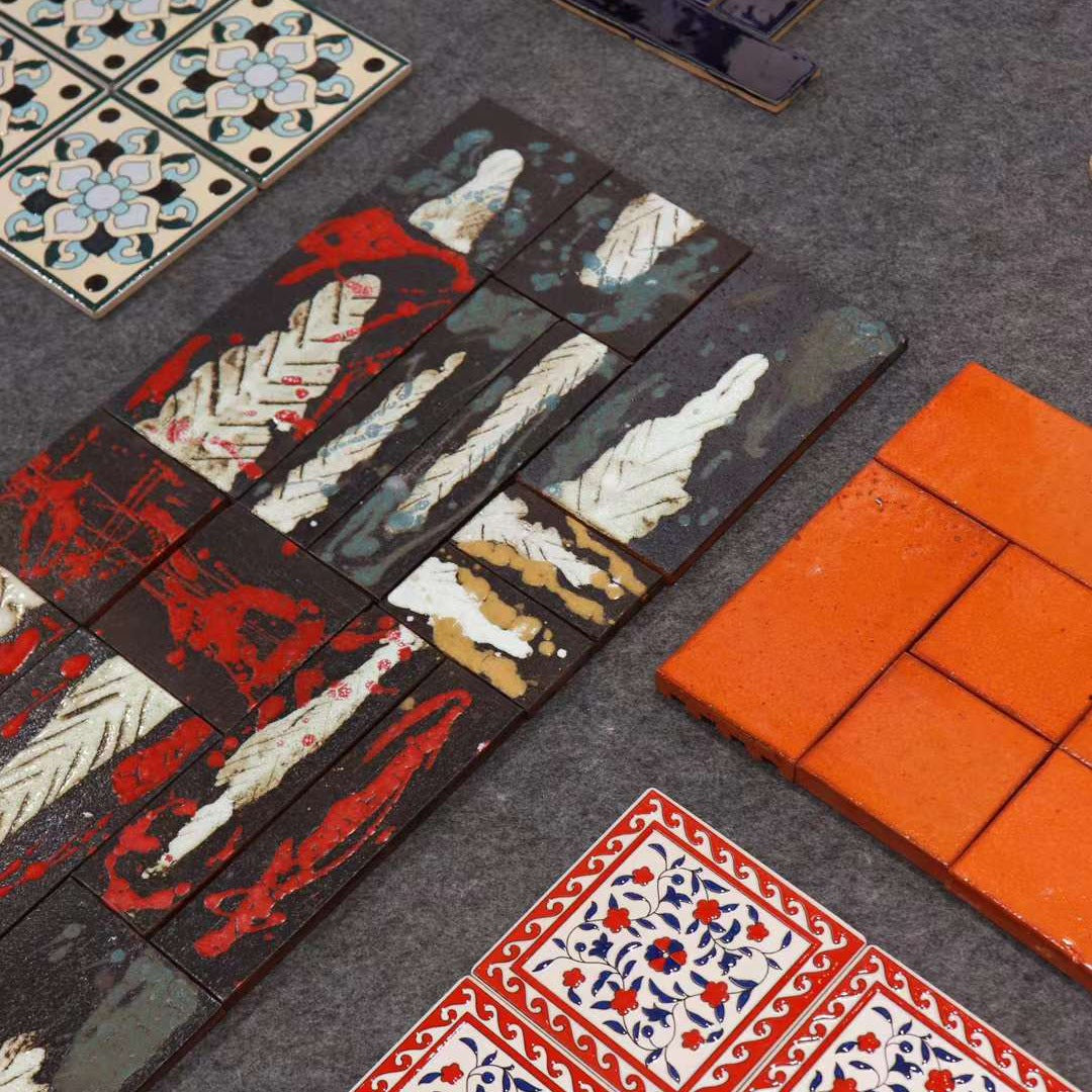 Tranh Gạch Ốp Nội Thất Thủ Công Sang Trọng Nghệ Thuật Trang Trí Thực Vật Đỏ Vàng Tường Nền Bếp Và Phòng Tắm, Trang Trí Khách Sạn