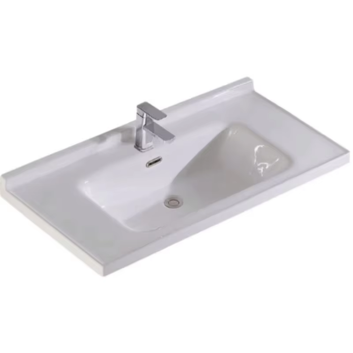 Chậu rửa mặt nghệ thuật hình chữ nhật màu trắng tối giản, đồ vệ sinh, mặt bàn bằng gốm, bồn rửa mặt trong phòng tắm