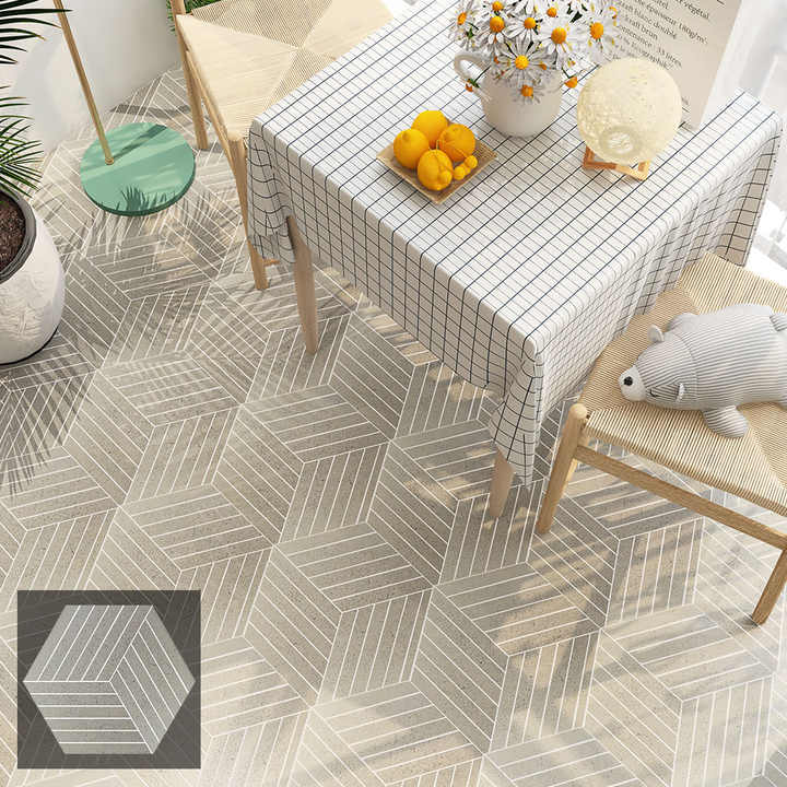 Gạch lục giác lát sàn và tường phòng tắm spa hình sỏi phát quang 30 x 30 cm