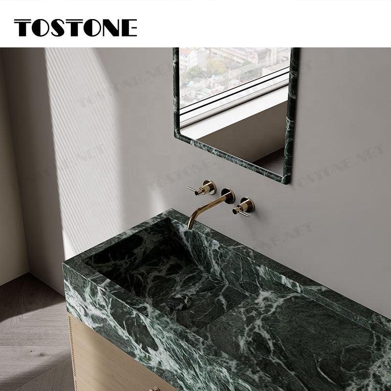 Tostone Tủ lavabo đá cẩm thạch xanh sang trọng Verde Alpi ưu đãi