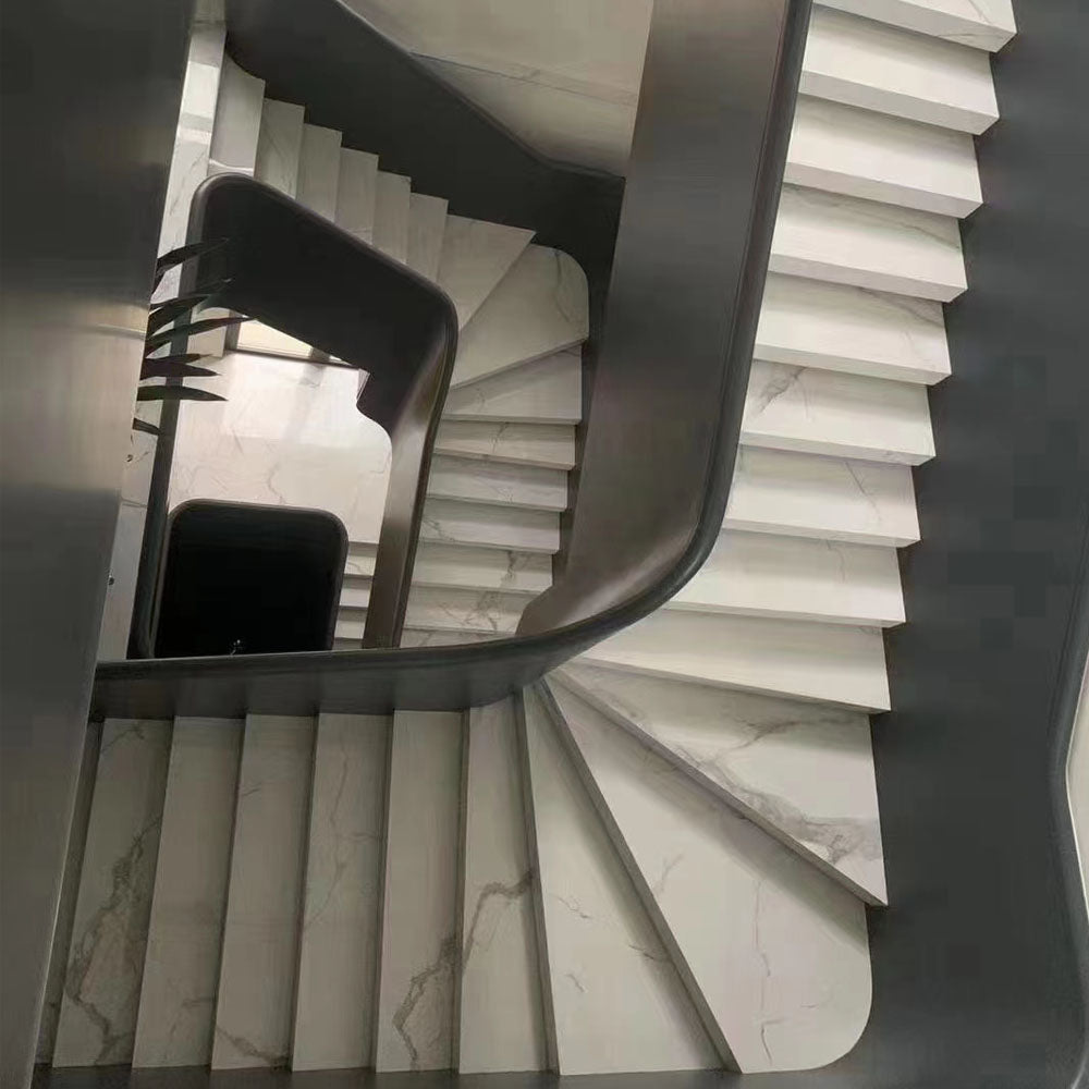 Tấm sứ porcelain vân đá cẩm thạch trắng bóng dùng cho lát sàn, bậc cầu thang, gạch ốp lát