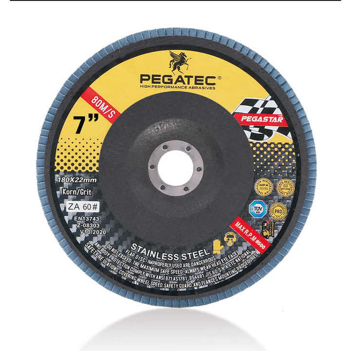Đĩa mài Pegatec 7&quot; 180x22mm, Đĩa mài nhôm oxit, Đĩa đánh bóng hiệu suất cao cho thép