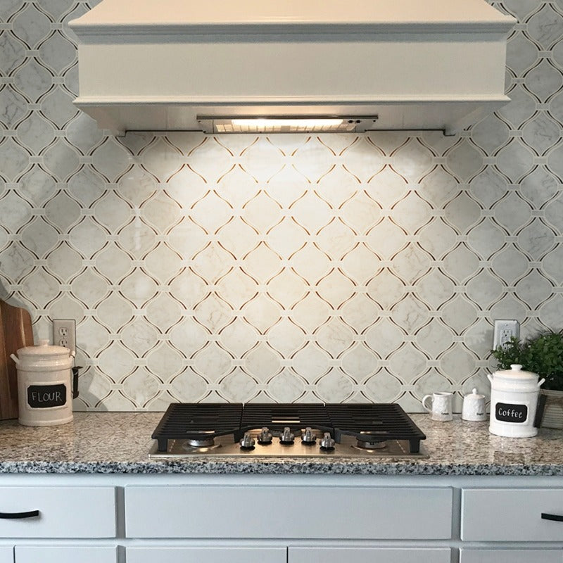 Gạch Mosaic Đá Cẩm Thạch Nhiều Màu Công Nghệ Waterjet Cho Sàn, Tường Bếp và Tấm Ốp Tường Bếp