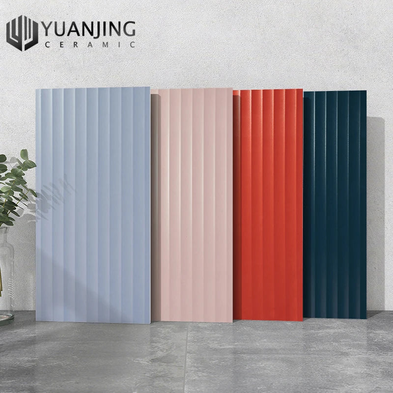 Gạch ốp tường 300x600mm gợn sóng hồng
