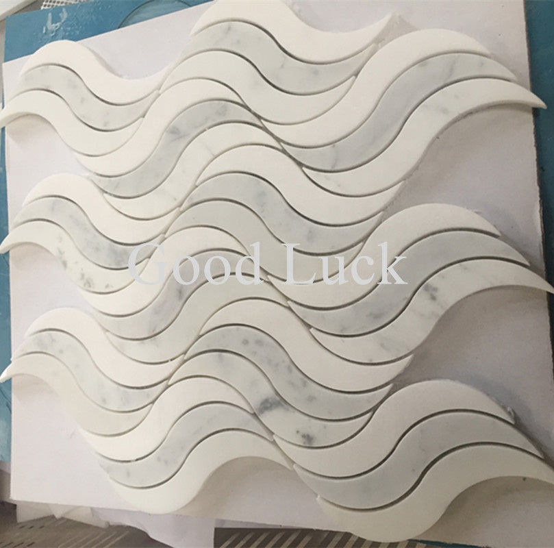 Gạch Mosaic đá cẩm thạch trắng Thassos và Calacatta kiểu dáng tinh gọn cho trang trí nội thất