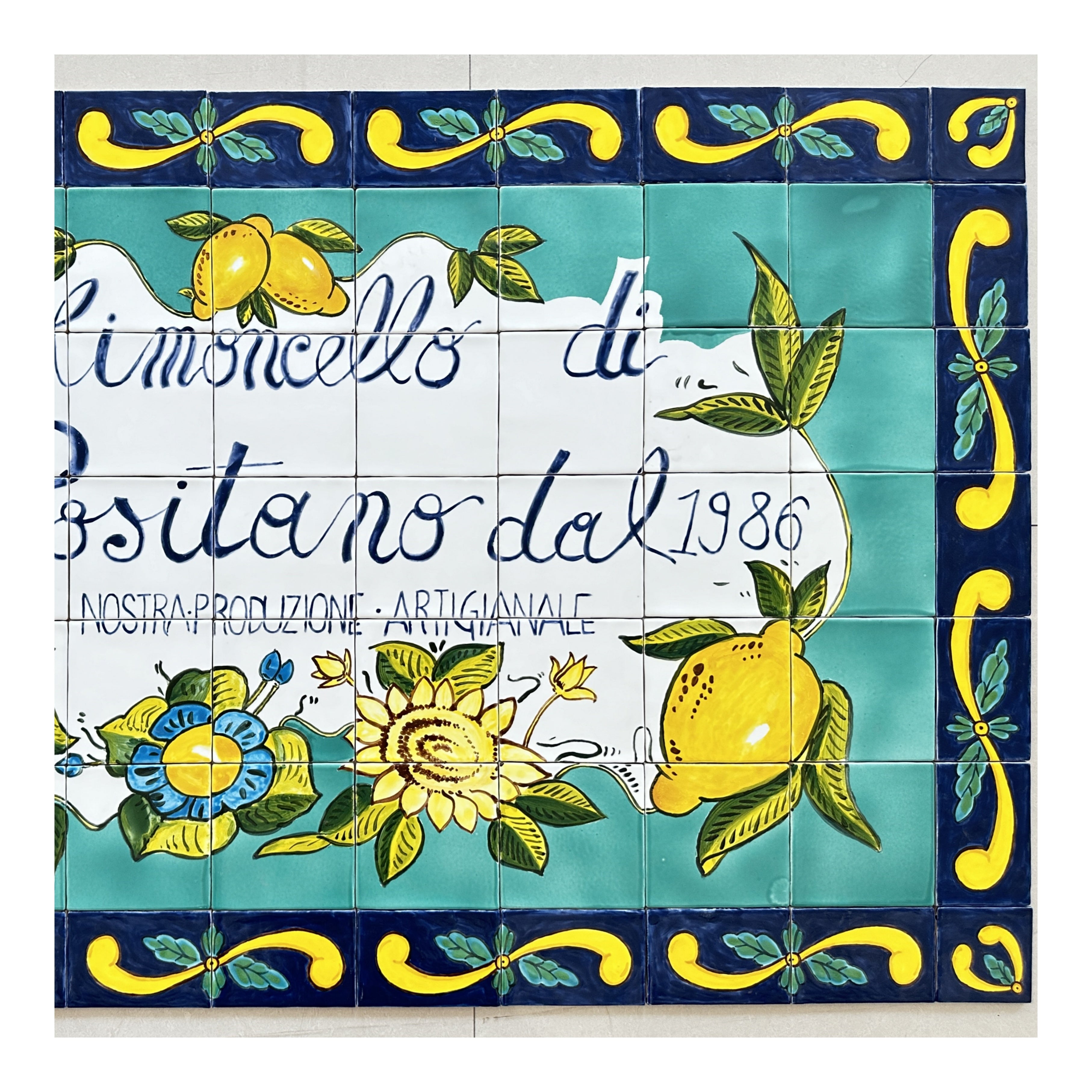 Gạch Ceramic Vẽ Tay Thiết Kế Hiện Đại Màu Chanh Tươi Sáng, Dạng Vuông Hoa Văn Tùy Chỉnh, Viền Kiểu Gạch Viên, Kháng Khuẩn, Chống Cháy