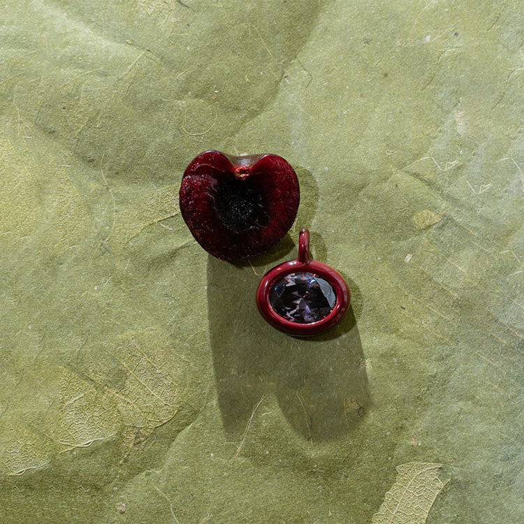 Dây chuyền Charm Dễ Thương Tôn Giáo Thời Trang Mạ Vàng, Mặt Ô-liu Tròn Đính Sapphire Hồng Hình Marquise