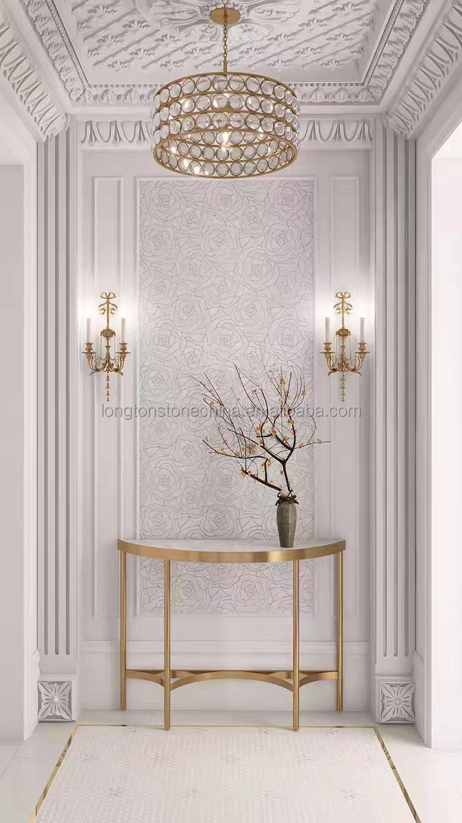 Gạch Mosaic Cẩm Thạch Trắng Tự Nhiên Pha Xà Cừ Cắt Tia Nước Hoa Hồng Mới Trang Trí Tường Sang Trọng