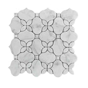Gạch mosaic họa tiết tia nước CARRARA WHITE thiết kế hiện đại OMK cho tường phòng tắm, phòng bếp