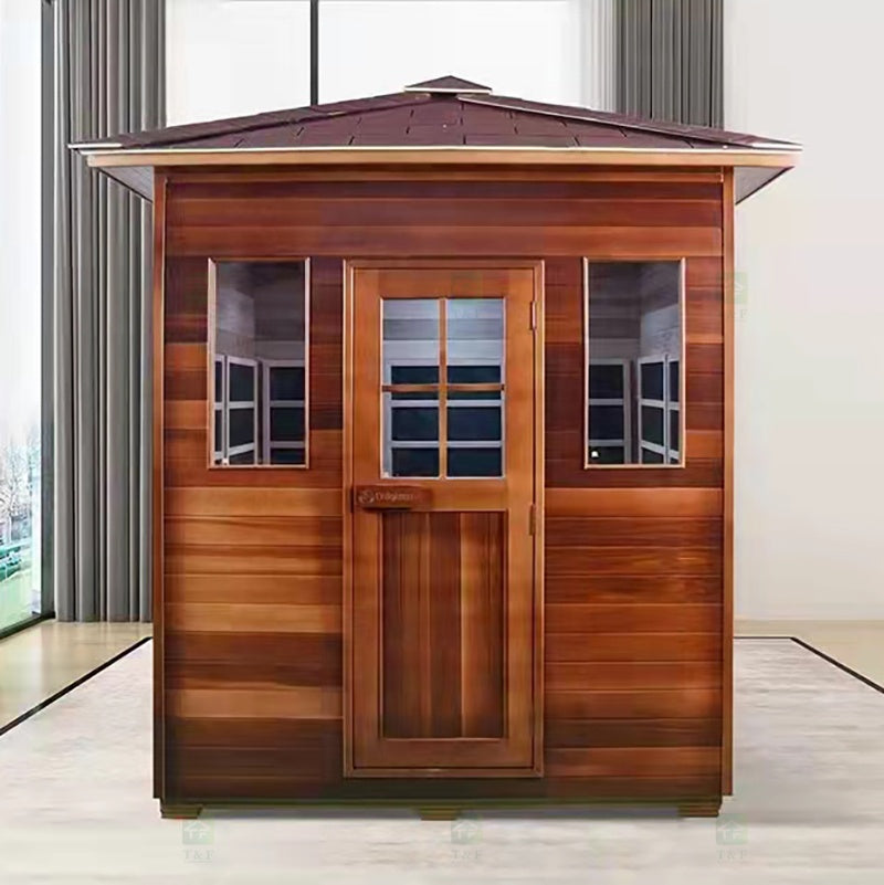 Phòng xông hơi hồng ngoại và xông hơi ướt bằng gỗ tuyết tùng, tùy chỉnh cho 2-5 người, hoàn thiện cho sân vườn ngoài trời