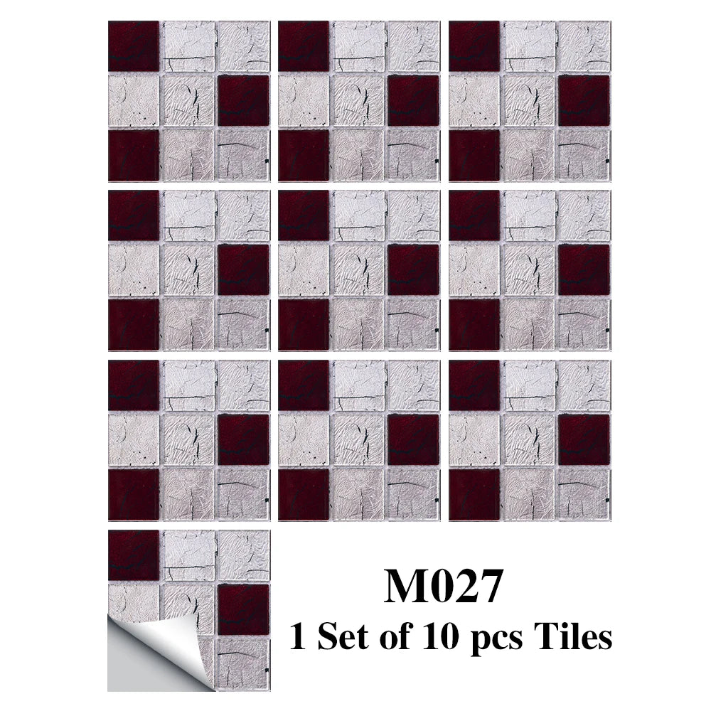 Bộ 10 Miếng Dán Gạch Mosaic Phẳng Dán Tường Bếp Phòng Tắm