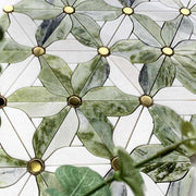Gạch mosaic khảm đá cẩm thạch họa tiết hoa tia nước cho ốp tường bếp và phòng tắm