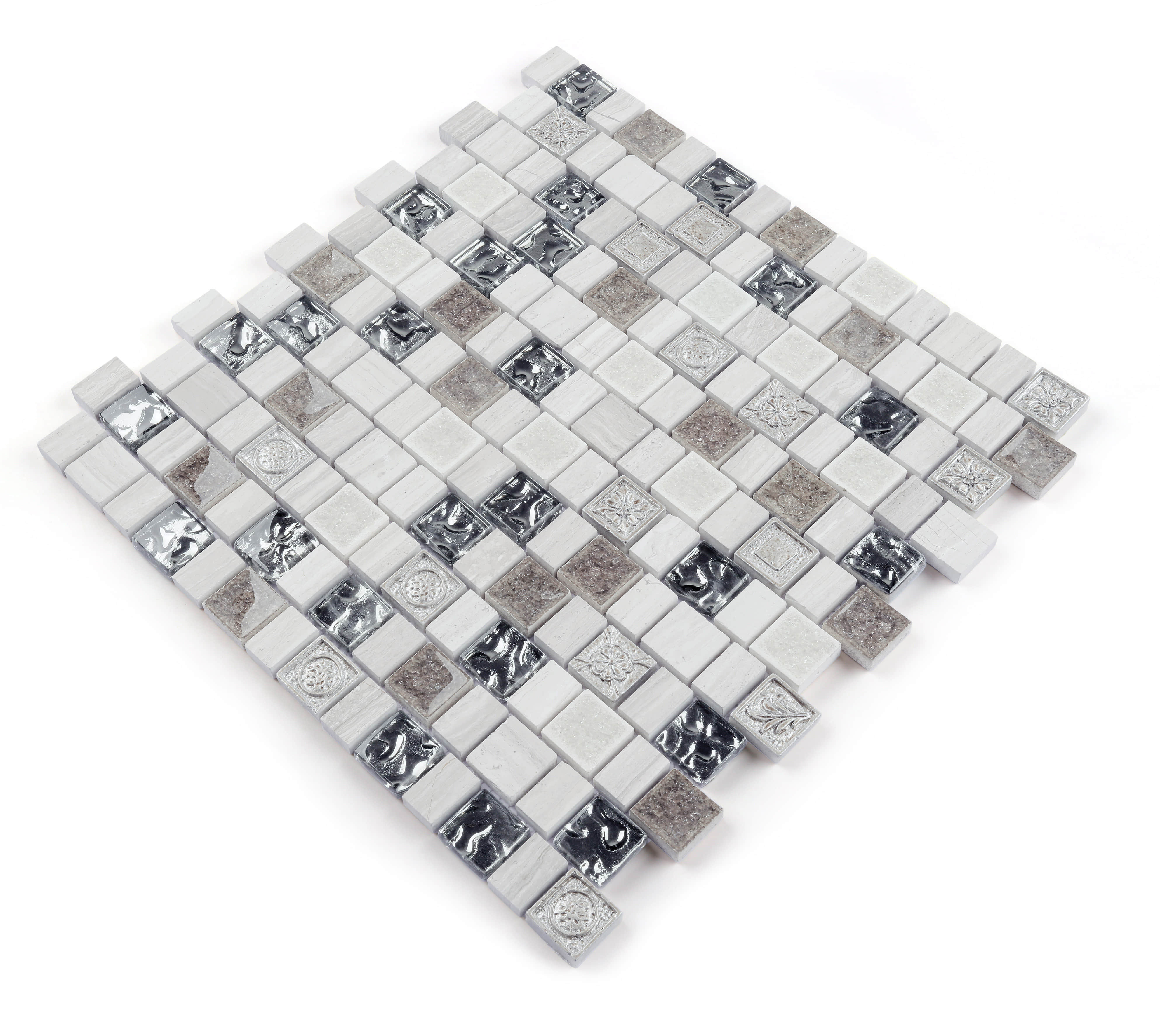 Gạch khảm thủy tinh pha pha lê & nhựa mài bóng 15/23x23x8mm phổ biến