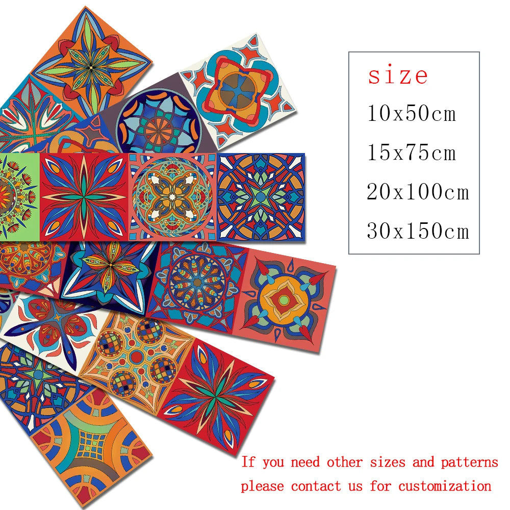 Gạch Dán Trang Trí Mandala Đa Màu Sọc Dán Tường Chống Thấm