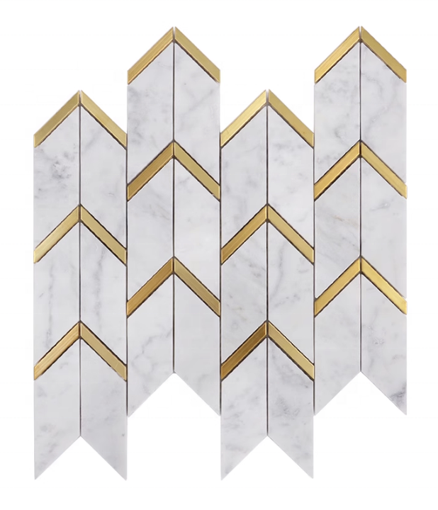 Gạch mosaic đá cẩm thạch tia nước hình mũi tên bằng đá tự nhiên kết hợp đá cẩm thạch không gỉ cho khách sạn Villa Club Trung tâm mua sắm