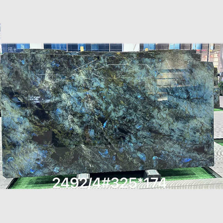 YDSTONE Thiết kế hiện đại đánh bóng đá granite xanh Labradorite Lemurian tự nhiên cho mặt bàn bếp biệt thự