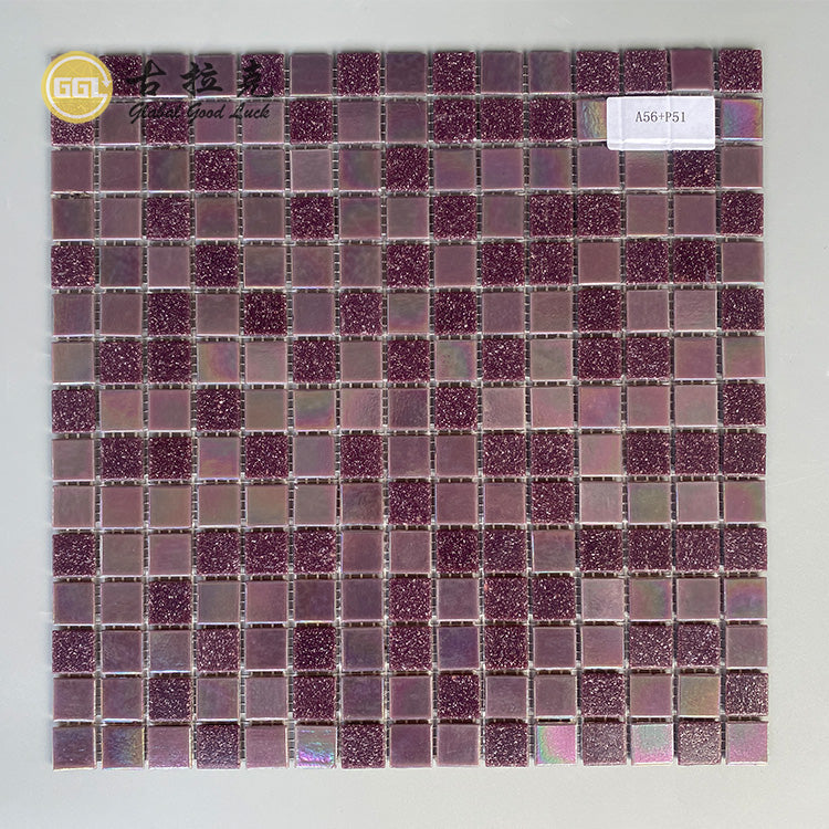 Gạch Mosaic Kính Kim Tuyến Tím Đỏ Cao Cấp Hình Vuông Nhỏ Dùng Để Trang Trí Tường Khách Sạn, Spa, Hồ Bơi