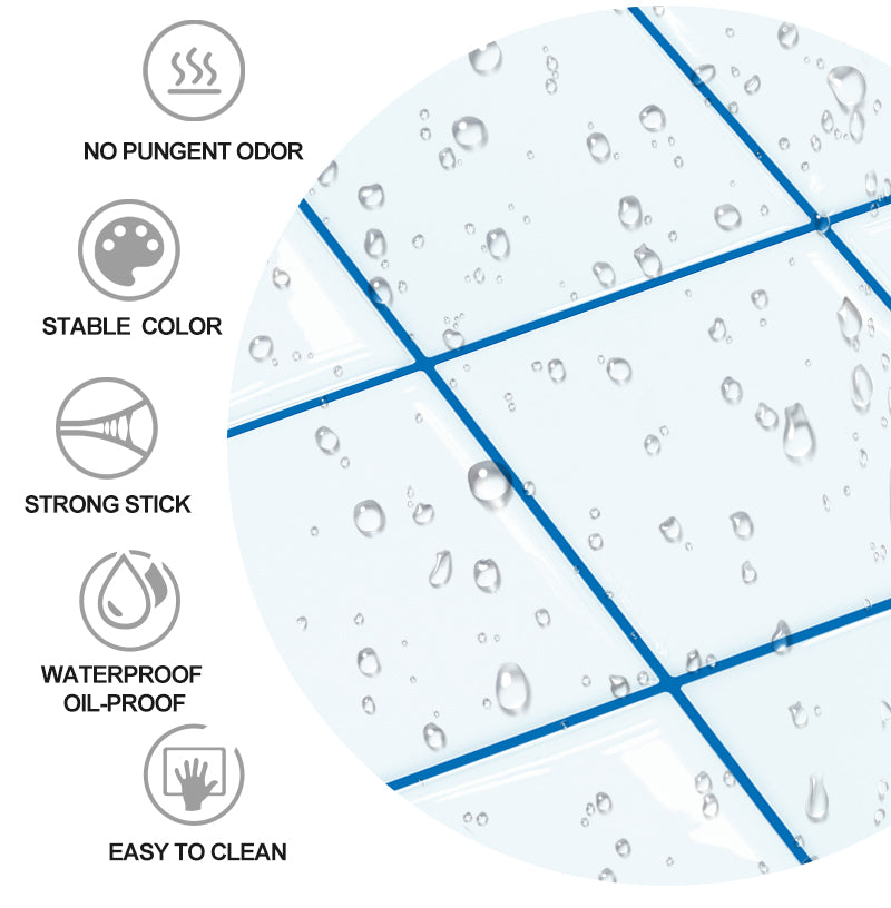 Decal 3D Gạch Lưới Xanh Dán Tường Bếp Chống Nước