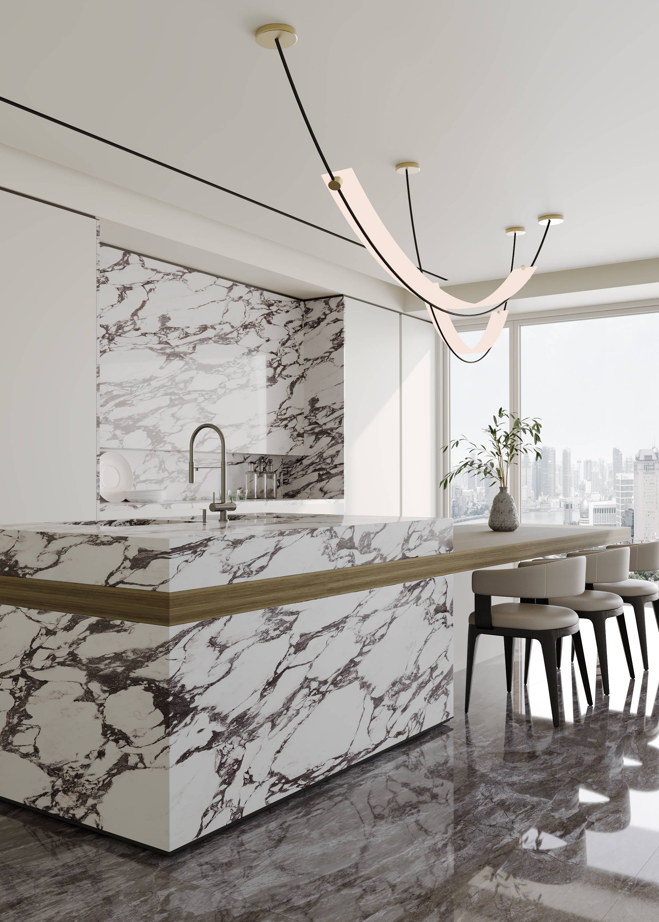 Đá nung kết Calacatta Viola Hiện đại Sang trọng