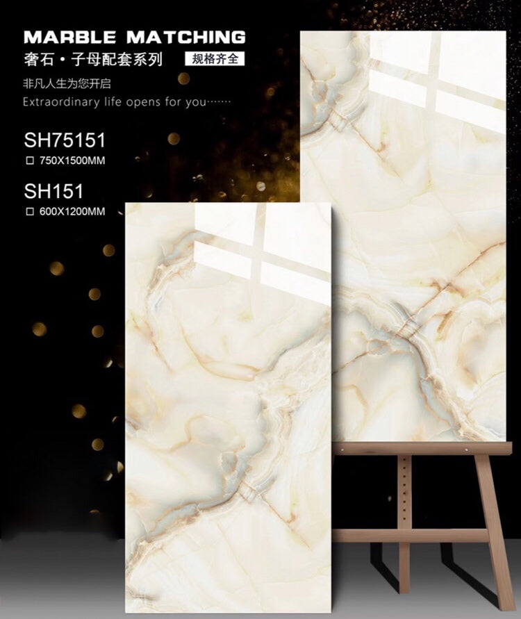 Gạch Foshan Đánh bóng 60x120 Men bóng hiện đại Vân đá cẩm thạch Vàng Vàng đồng Xanh lá Xanh dương cho Sàn phòng khách Phòng tắm