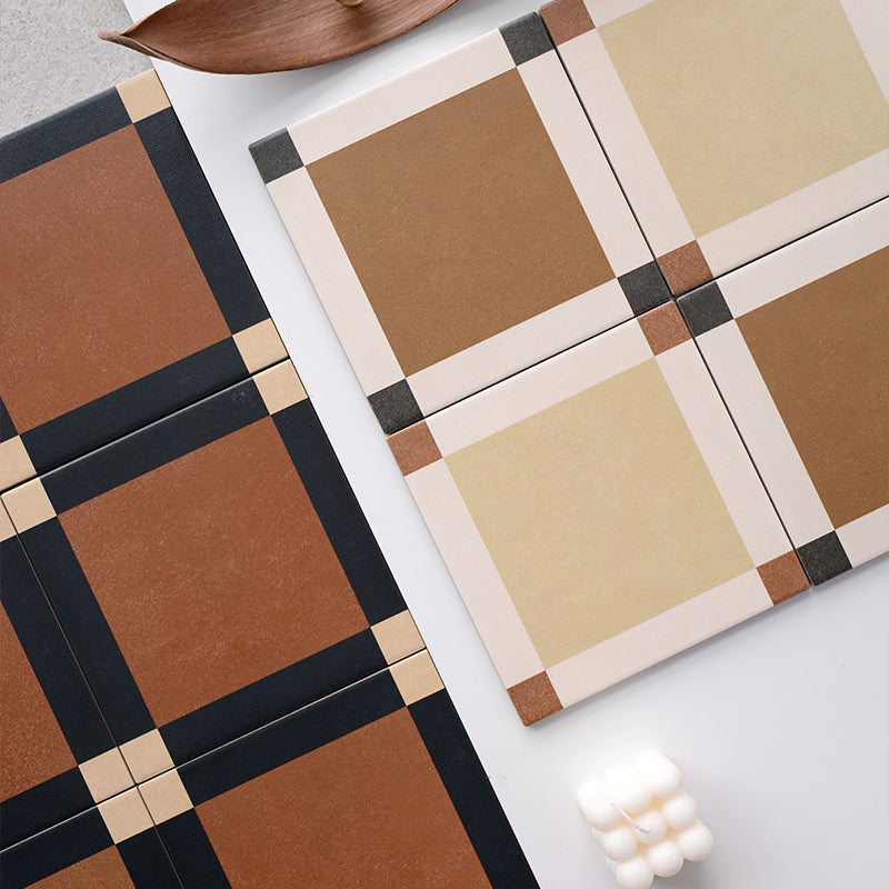 Gạch lát sàn chống trượt 200x200mm màu Be phong cách Retro họa tiết Caramel cho Bếp, Phòng tắm, Ban công, Thương mại