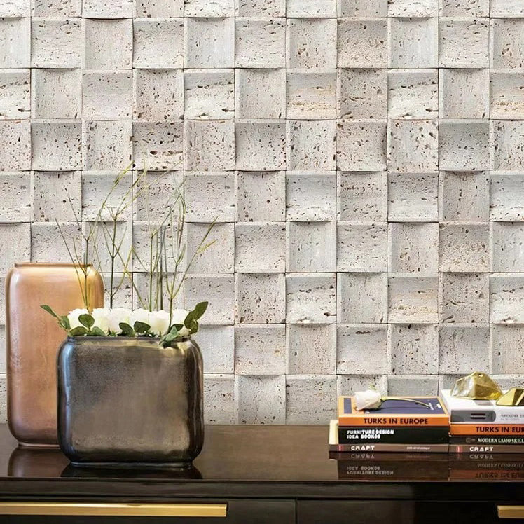 Gạch Đá Sét Cải Tiến Mosaic Travertine Bền Vân Nổi 3D