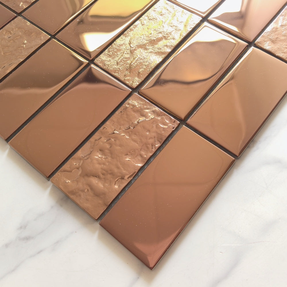 Gạch Mosaic Kính Kim Loại Màu Đồng Mới Ốp Tường Phòng Tắm