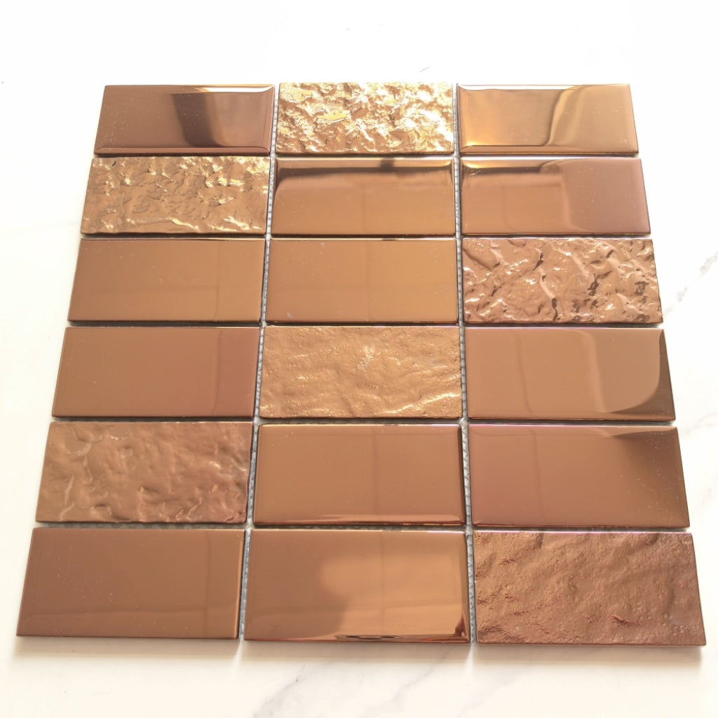 Gạch Mosaic Kính Kim Loại Màu Đồng Mới Ốp Tường Phòng Tắm