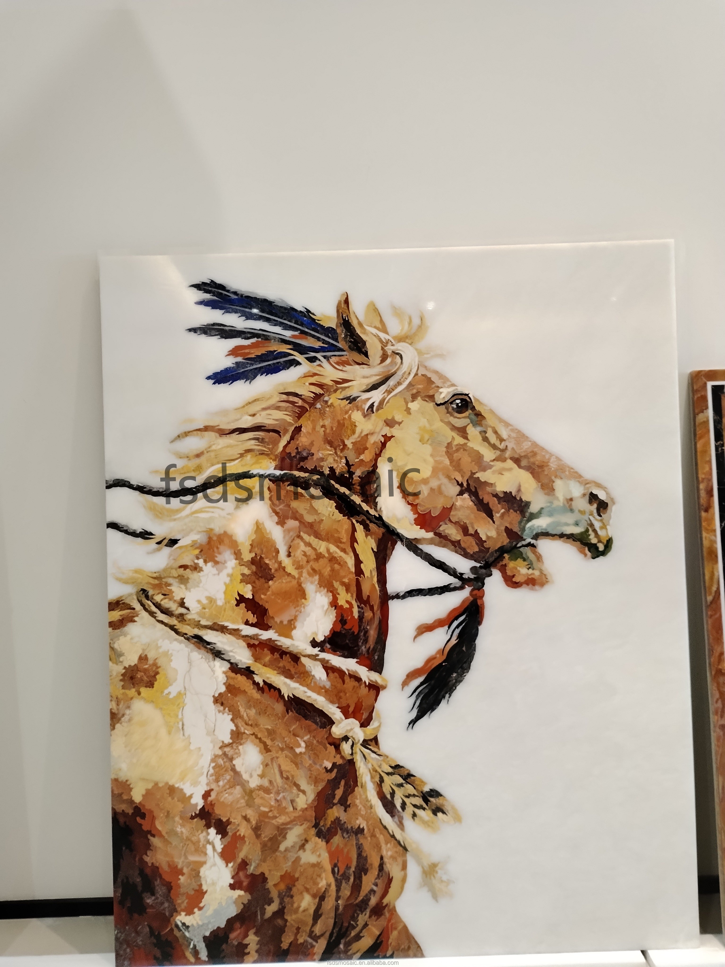 Tranh khảm kính xa xỉ tùy chỉnh, họa tiết ngựa hiện đại