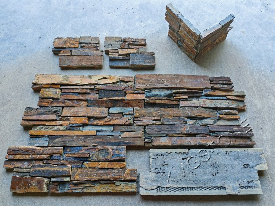 Đá khối ốp Quartzite tự nhiên, vân thạch anh Nâu Gỉ Sét Hiện Đại, bề mặt chẻ