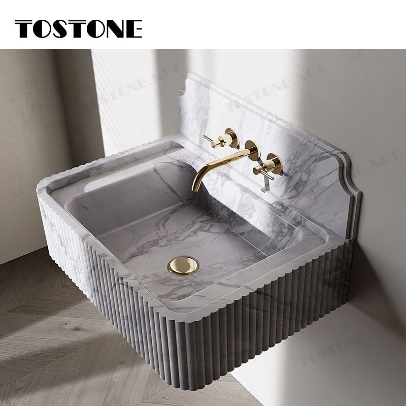 ###Tostone Bồn Rửa Cẩm Thạch Xám Tự Nhiên