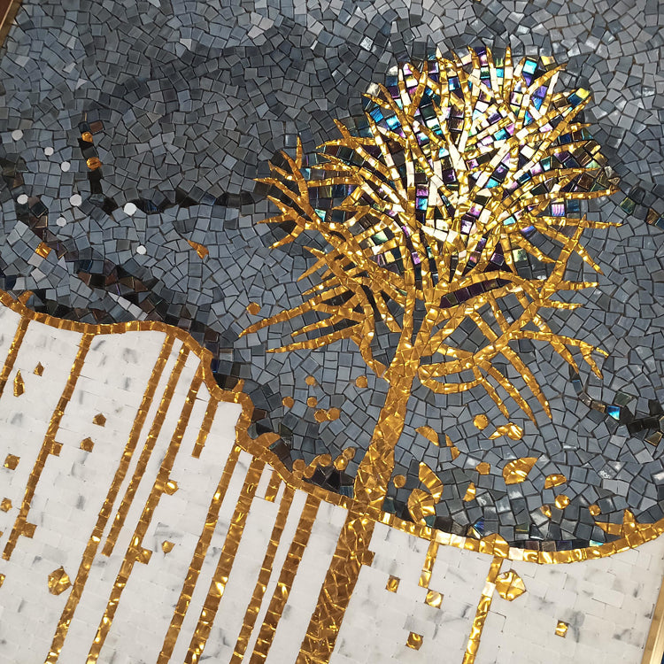 Tranh ghép gốm nghệ thuật họa tiết cây