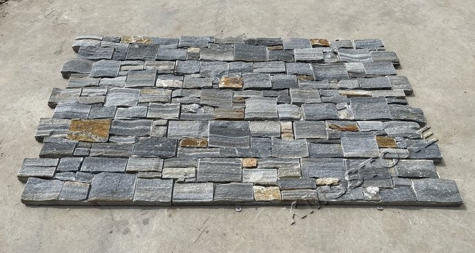 Tấm ốp đá phiến xanh xếp lớp cho tường ngoại thất Đá ốp đá phiến xanh