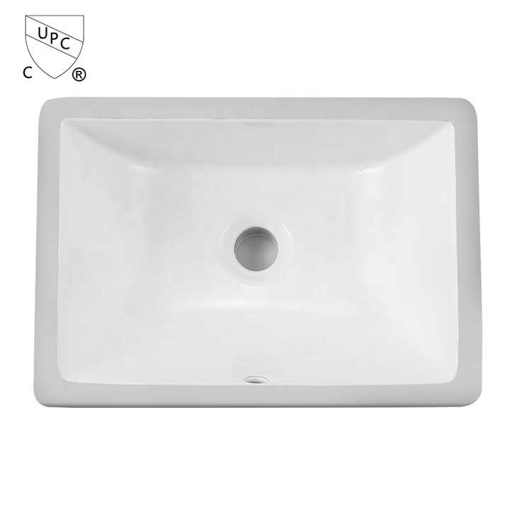 Chậu rửa mặt dưới bồn rửa mặt 1611 hình chữ nhật bằng gốm sứ thiết kế kiểu Mỹ màu trắng OEM hiện đại 3 năm hình chữ nhật mờ 12L
